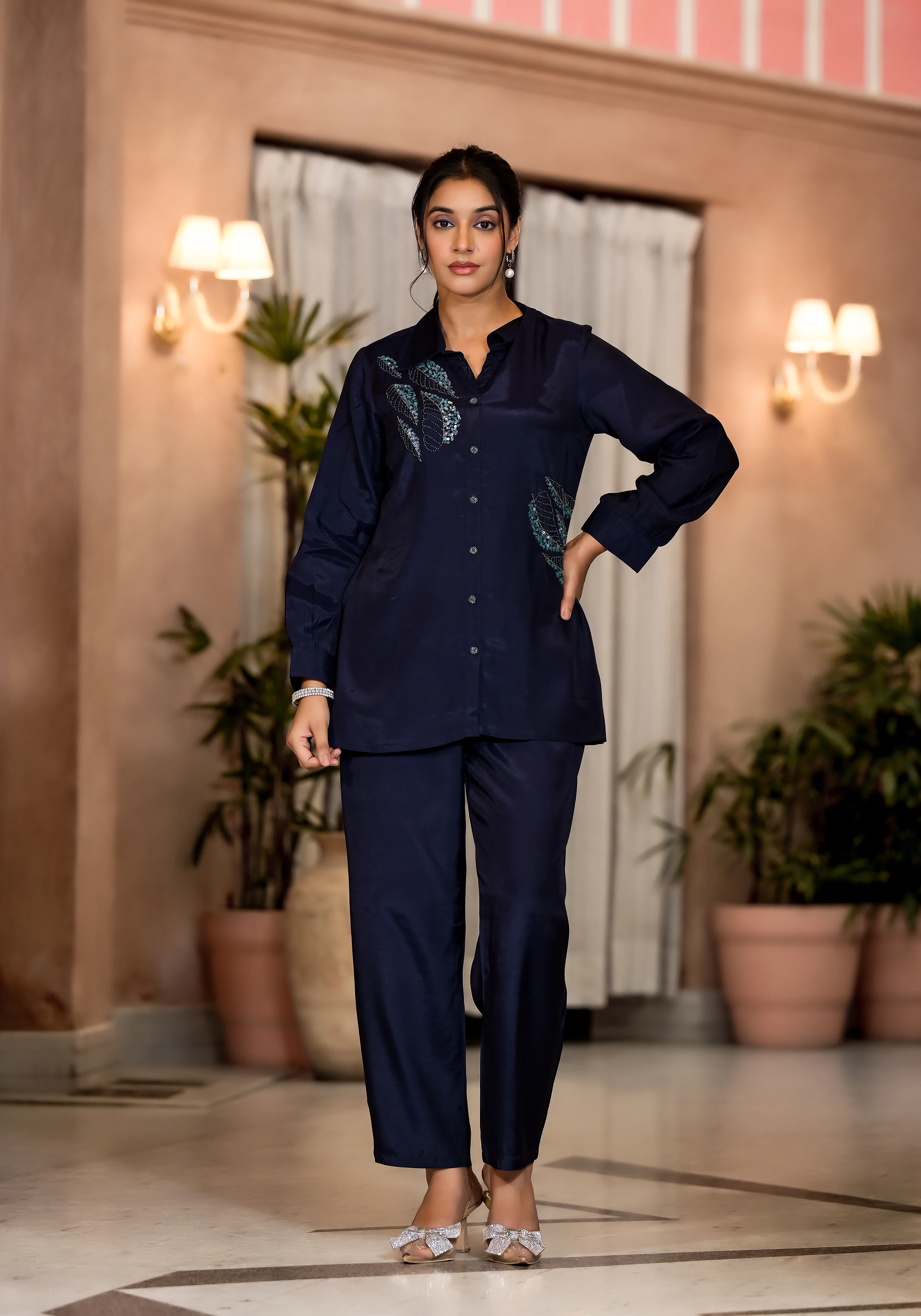 Irene Azure Sequins Premium  Work Co-ord Set - Image 5