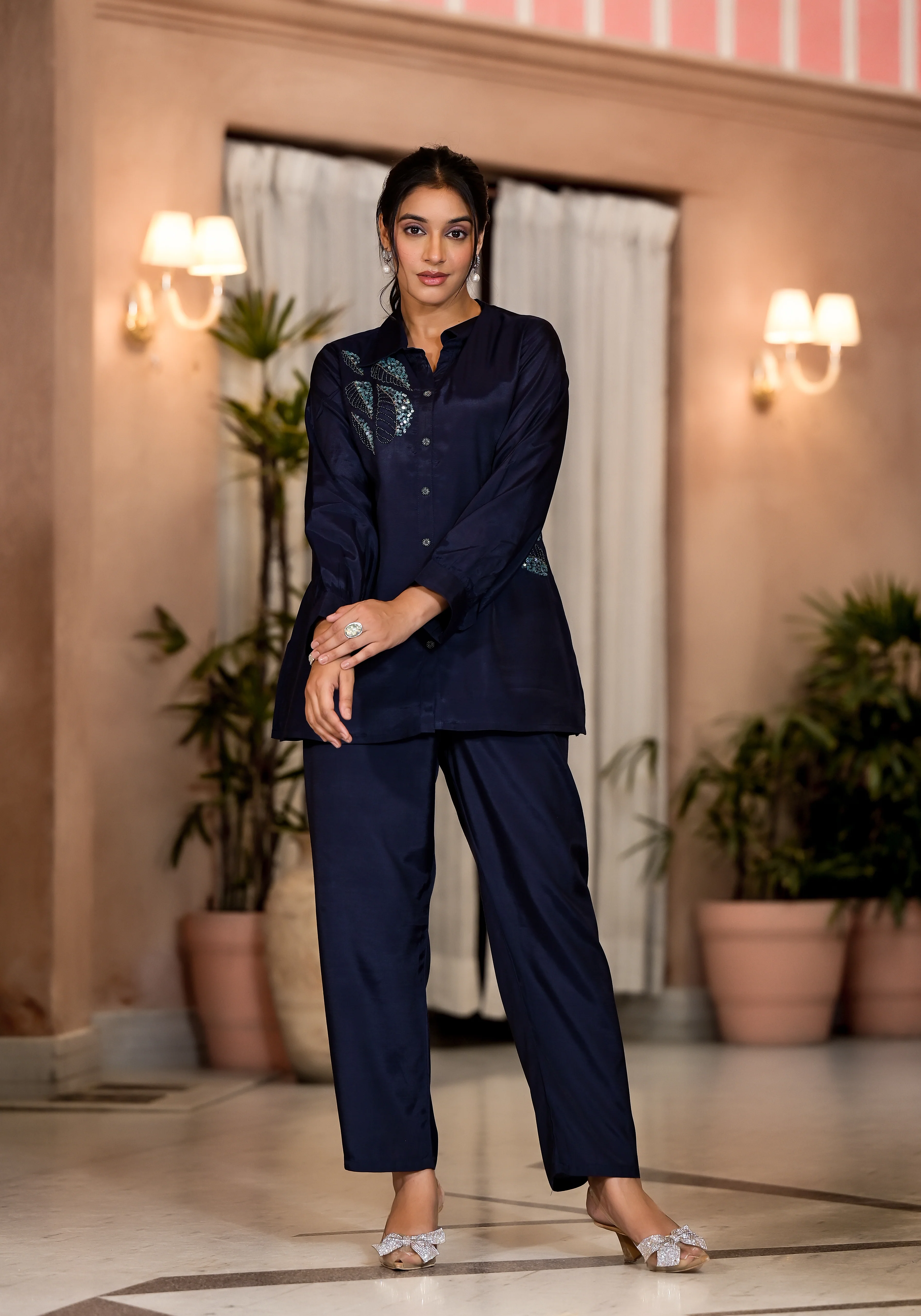Irene Azure Sequins Premium  Work Co-ord Set - Image 6
